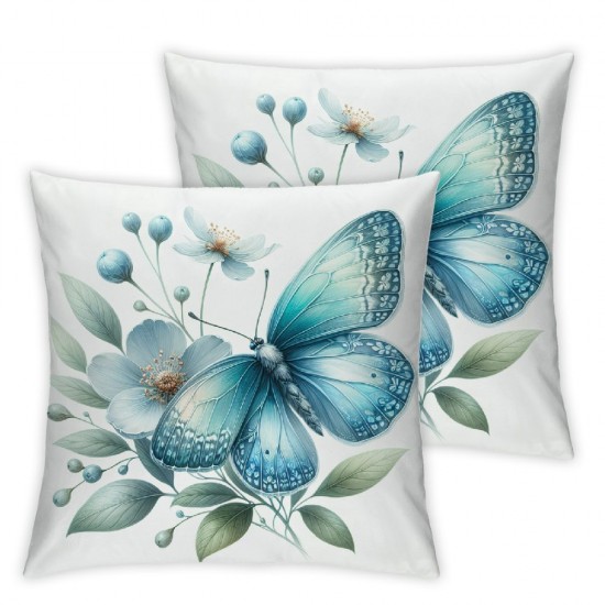 Ulloord Butterfly Throw Pillow Covers S Floral Leaf Aesthetic Blue Outdoor Indoor Bedroom Decoration Pillow case