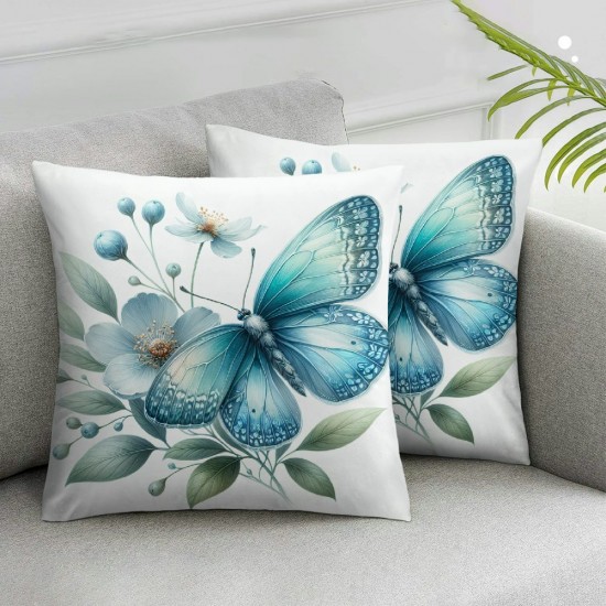 Ulloord Butterfly Throw Pillow Covers S Floral Leaf Aesthetic Blue Outdoor Indoor Bedroom Decoration Pillow case