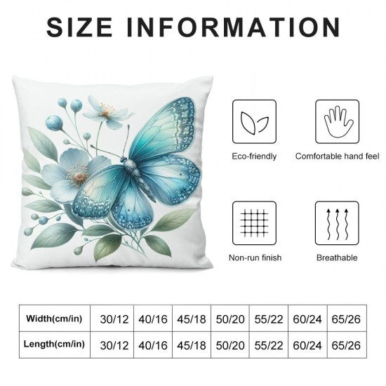 Ulloord Butterfly Throw Pillow Covers S Floral Leaf Aesthetic Blue Outdoor Indoor Bedroom Decoration Pillow case