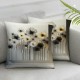 Ulloord Yellow Floral Throw Pillow Covers Modern Flower Plants Spring Design Classy Textured Neutral White Cozy Velvet Washable Square Decor Living Room Bedroom Dorm Sofa Bed Cushion Cover