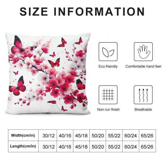 Ulloord Butterfly Throw Pillow Covers Floral Aesthetic Spring Aesthetic Pink Standard Size Bed Indoor Cozy Pillow case