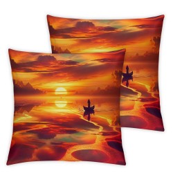 Ulloord Beach Throw Pillow Covers Orange Outdoor Home Decor Square for Sofa Cushion Cover