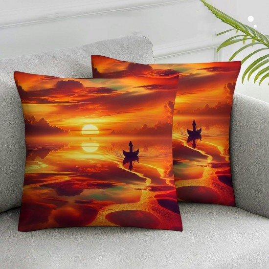 Ulloord Beach Throw Pillow Covers Orange Outdoor Home Decor Square for Sofa Cushion Cover