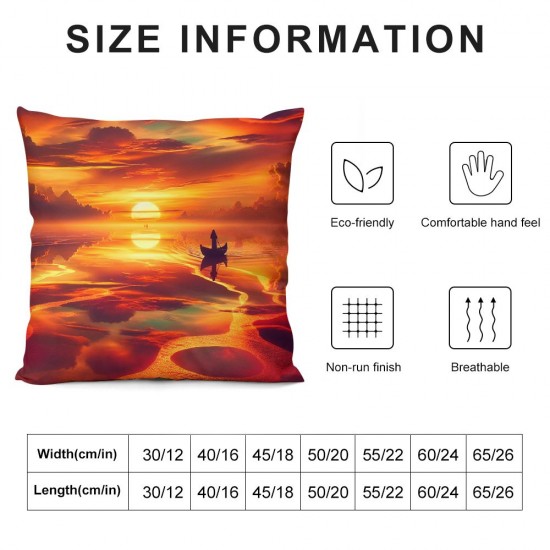 Ulloord Beach Throw Pillow Covers Orange Outdoor Home Decor Square for Sofa Cushion Cover