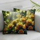 Ulloord Yellow Floral Throw Pillow Covers Rose Flower Leaf Spring Aesthetic Green Square Decorations for Home Sofa Bed Patio Cushion Cover