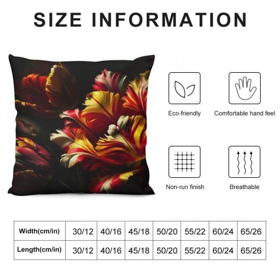 Ulloord Vintage Floral Throw Pillow Covers Spring Seasonal Leaf Botanical Textured Plant Realistic Black Square Indoor Office Chair College Dorm Bedroom Sofa Decor Pillow case