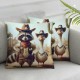 Ulloord Funny Animal Throw Pillow Covers Cute Plants Brown Soft Velvet Standard Decor for Indoor Home Bedroom Dorm Sofa Cushion Cover