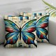 Ulloord Butterfly Throw Pillow Covers Colorful Soft Velvet Washable Decorative for Living Room Bedroom Sofa Pillow case