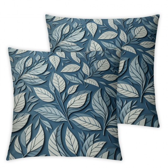 Ulloord Throw Pillow Covers Leaf Modern Gray Soft Velvet Fabric Living Room Bedroom Indoor Cushion Cover Square