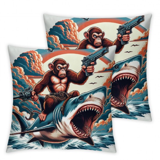 Ulloord Throw Pillow Covers Animal Ocean Green Cozy Velvet with Zipper Decorative for boy Men Indoor Office Home Couch Cushion Cover