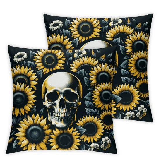 Ulloord Throw Pillow Covers Sunflower Plants Design Black Cozy Short Plush Washable Living Room Couch Home Sofa Bed Zipper Decor Pillow case