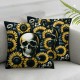 Ulloord Throw Pillow Covers Sunflower Plants Design Black Cozy Short Plush Washable Living Room Couch Home Sofa Bed Zipper Decor Pillow case