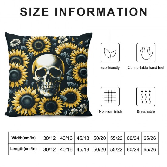 Ulloord Throw Pillow Covers Sunflower Plants Design Black Cozy Short Plush Washable Living Room Couch Home Sofa Bed Zipper Decor Pillow case