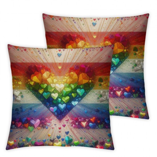 Ulloord Valentines Day Pillow Covers,  Rainbow Flag Throw Pillow Covers, Pillowcases for Anniversary Wedding Sofa Couch,