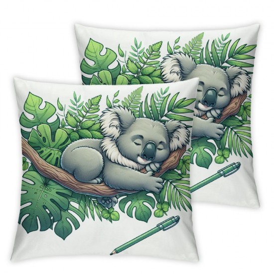 Ulloord Throw Pillow Covers Cute and Leaves Decor PillowcasesSquare Hidden Zipper Home Cushion Decorative Pillowcase