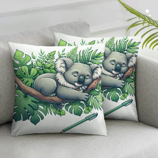 Ulloord Throw Pillow Covers Cute and Leaves Decor PillowcasesSquare Hidden Zipper Home Cushion Decorative Pillowcase