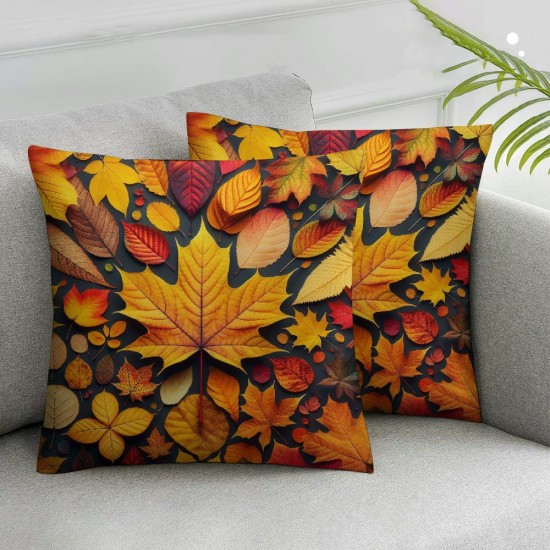 Ulloord Autumn Maple Leaves Decorative Pillow Cover Home Decorative Cushion Cover for Couch Sofa Bed,