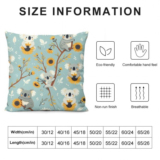 Ulloord Throw Pillow Covers and Sunflower Decor Pillowcases Square Hidden Zipper Home Cushion Decorative Pillowcase