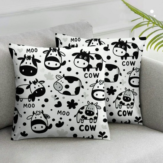 Ulloord Cow Decorative Throw Pillow Cover Case, Pillow Cases Square Standard Cushion Covers for Couch Sofa Bed