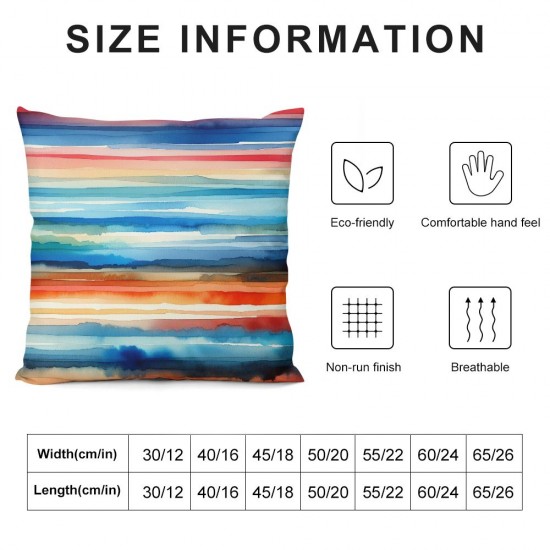 Ulloord Rainbow Stripes Decorative Throw Pillow Cover Case, Pillow Cases Square Standard Cushion Covers for Couch Sofa Bed