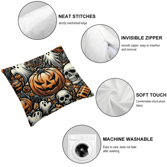 Ulloord Halloween Ghost, , Pumpkin Decorative Pillow Cover Home Decorative Cushion Cover for Couch Sofa Bed,