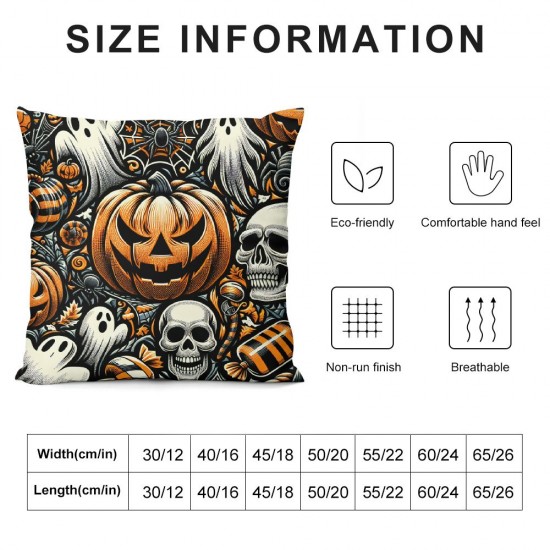 Ulloord Halloween Ghost, , Pumpkin Decorative Pillow Cover Home Decorative Cushion Cover for Couch Sofa Bed,