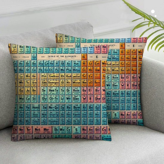 Ulloord Pillow Covers Decorative Periodic Table of The Elements Colorful Throw Pillow Covers Cushion Case for Sofa Bench Living Room Indoor Outdoor Home Decor