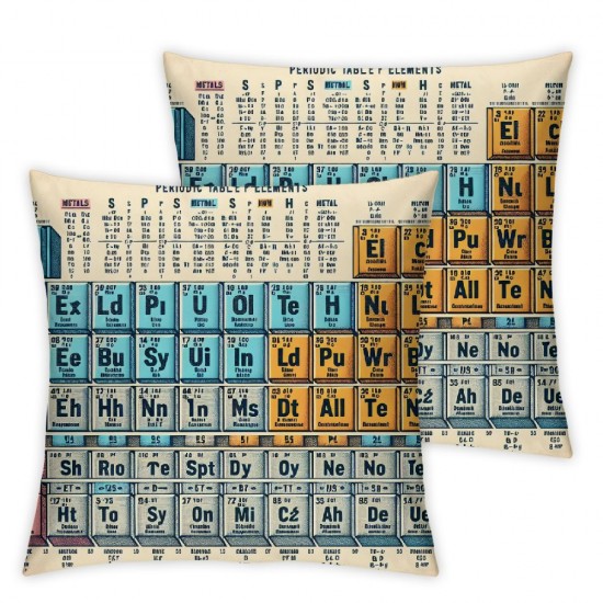 Ulloord Pillow Covers Decorative Colorful Periodic Table of The Elements Throw Pillow Covers Cushion Case for Sofa Bench Living Room Indoor Outdoor Home Decor