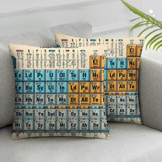 Ulloord Pillow Covers Decorative Colorful Periodic Table of The Elements Throw Pillow Covers Cushion Case for Sofa Bench Living Room Indoor Outdoor Home Decor