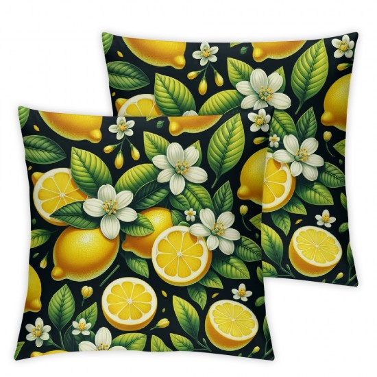 Ulloord Pillow Covers  Decorative Lemon Flowers Leaves Throw Pillow Covers Cushion Case for Sofa Bench Living Room Indoor Outdoor Home Decor