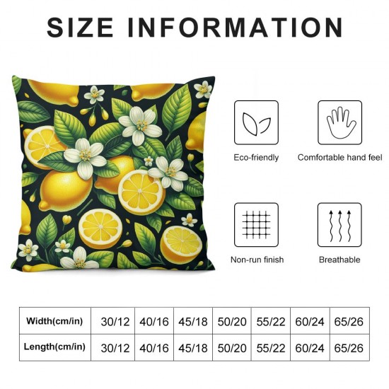 Ulloord Pillow Covers  Decorative Lemon Flowers Leaves Throw Pillow Covers Cushion Case for Sofa Bench Living Room Indoor Outdoor Home Decor