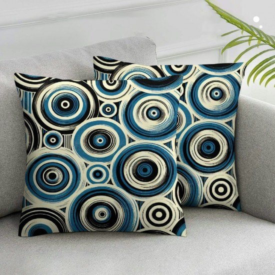 Ulloord Blue Turkish Bead Throw Pillow Covers Decorative Pillowcase with Hidden Zipper Soft Cushion Covers for Home Bedroom Living Room Sofa