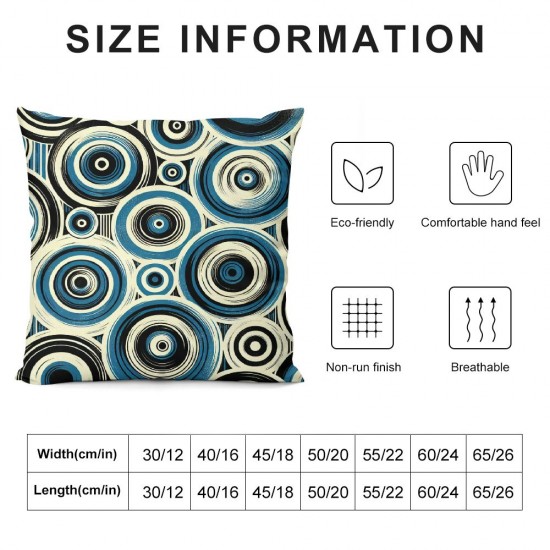 Ulloord Blue Turkish Bead Throw Pillow Covers Decorative Pillowcase with Hidden Zipper Soft Cushion Covers for Home Bedroom Living Room Sofa