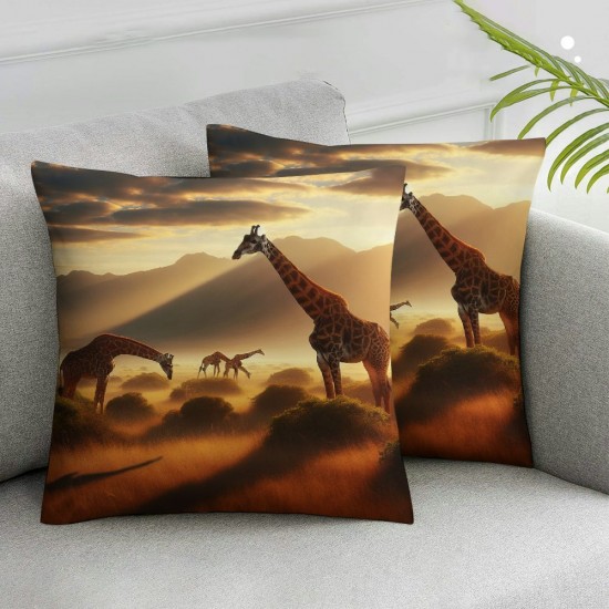 Ulloord Pillow Covers  Decorative Beautiful Giraffe Family Throw Pillow Covers Cushion Case for Sofa Bench Living Room Indoor Outdoor Home Decor