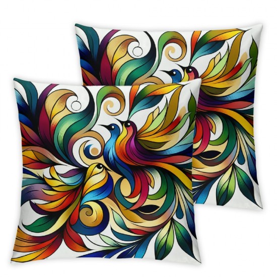 Ulloord Throw Pillow Covers Bird Animal Leaf Colorful Outoor Bedroom Living Room Decor Cushion Cover