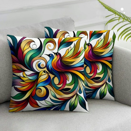 Ulloord Throw Pillow Covers Bird Animal Leaf Colorful Outoor Bedroom Living Room Decor Cushion Cover