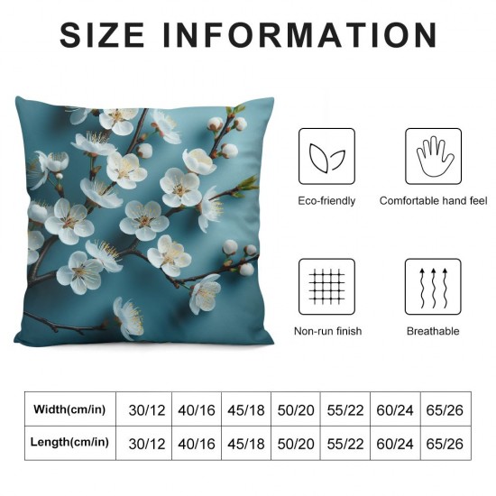 Ulloord White Throw Pillow Covers Aesthetic Flower Soft Washable Home Sofa Living Room Decor Bedroom Dorm Square Pillow case