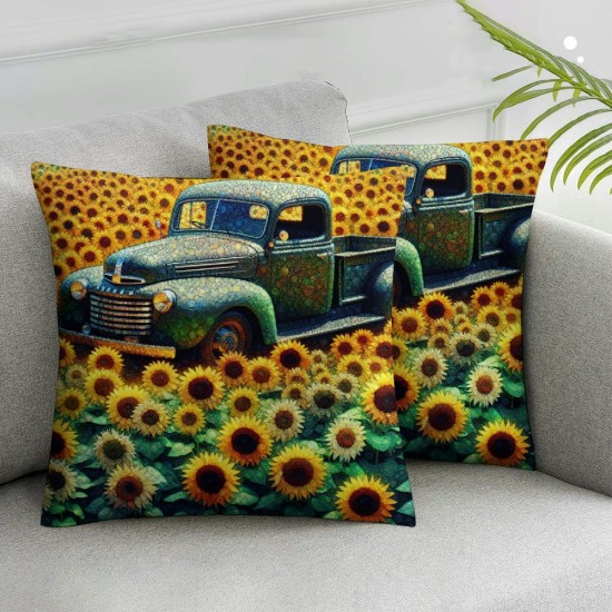 Ulloord Throw Pillow Covers Sunflower Spring Natural Blue Soft Short Plush Living Room Sofa Decor Pillow case