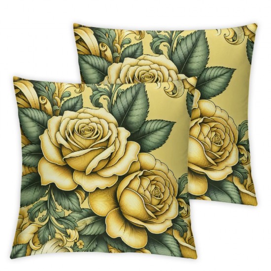 Ulloord Flower Throw Pillow Covers Retro 90s Cottage core Rose Floral Striped Yellow Cozy Indoor Living Room Sofa Decor Cushion Cover