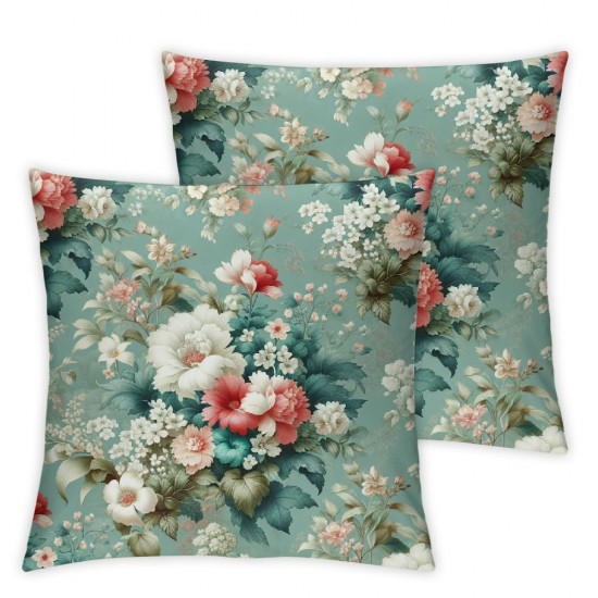 Ulloord Throw Pillow Covers Aesthetic Euro Cottage core Flower Spring Decor for Indoor Living Room Couch Bed Home Square with Zipper Cushion Cover