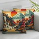 Ulloord Mountain Throw Pillow Covers Nature Landscape Chinese Style Sunset Lake Orange Soft Velvet Standard Size Decor for Living Room Home Bedroom Dorm Sofa Cushion Cover