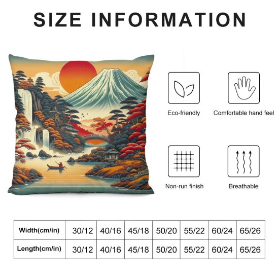 Ulloord Mountain Throw Pillow Covers Nature Landscape Chinese Style Sunset Lake Orange Soft Velvet Standard Size Decor for Living Room Home Bedroom Dorm Sofa Cushion Cover