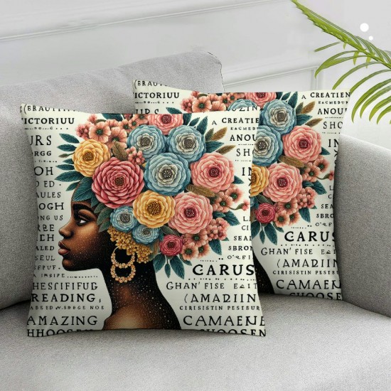 Ulloord African Woman Throw Pillow Covers Butterflies Lettering Inspirational Quote Brown Short Plush Decor Home Bedroom Classroom Dorm Office beding Decor Pillow case