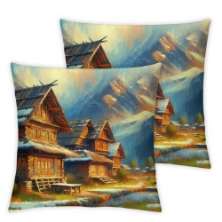 Ulloord Throw Pillow Covers Village Country Oil Painting Soft Outdoor Home Decor Square for Sofa Cushion Cover