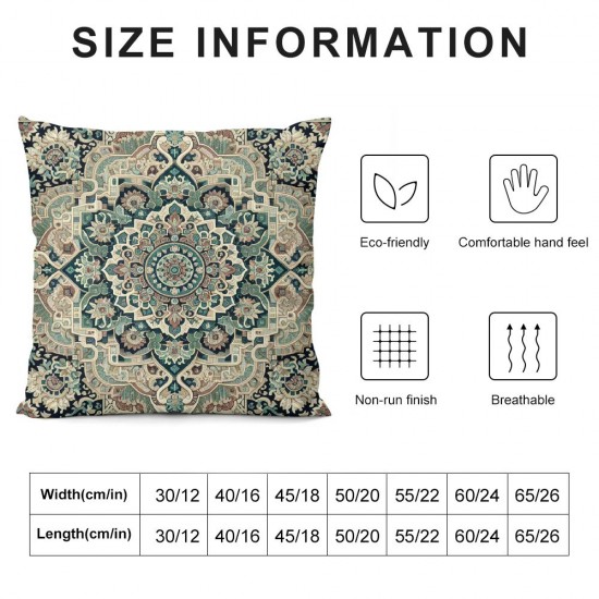 Ulloord Throw Pillow Covers Rug Persian Carpet Double Sided Pattern Soft Pillow Case Cushion Cover Pillowcase for Couch Sofa Bed Decorative (Green)