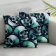 Ulloord Skull Throw Pillow Covers Dark Retro Cool Soft Velvet Square Decorative for Office Living Room Bedroom Couch Sofa Cushion Cover