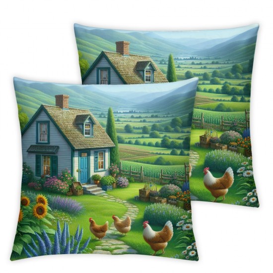 Ulloord country throw pillow covers cabin cottage core plant natural green Zipper indoor outdoor office chair bedroom couch decor Cushion Cover