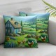 Ulloord country throw pillow covers cabin cottage core plant natural green Zipper indoor outdoor office chair bedroom couch decor Cushion Cover