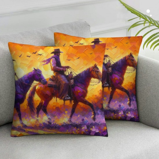 Ulloord Throw Pillow Covers Horse Animal Retro Orange Soft Square Teen boy Men Home Dorm Bedroom Sofa Bed Decor Cushion Cover