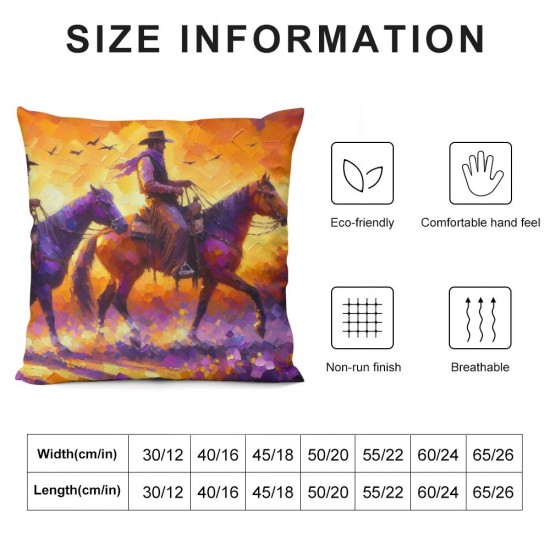 Ulloord Throw Pillow Covers Horse Animal Retro Orange Soft Square Teen boy Men Home Dorm Bedroom Sofa Bed Decor Cushion Cover